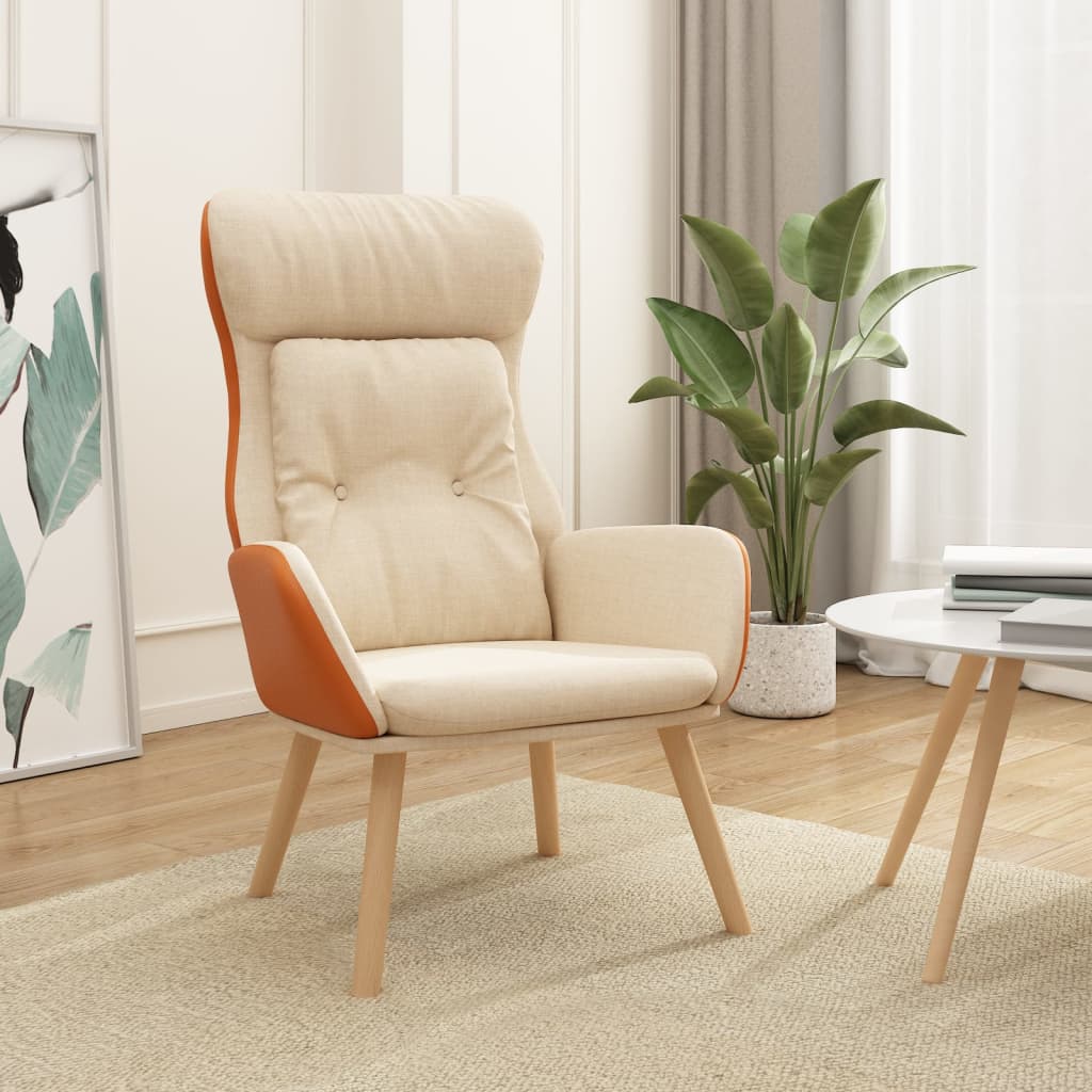 Relaxační Křeslo Krémové Textil A Pvc