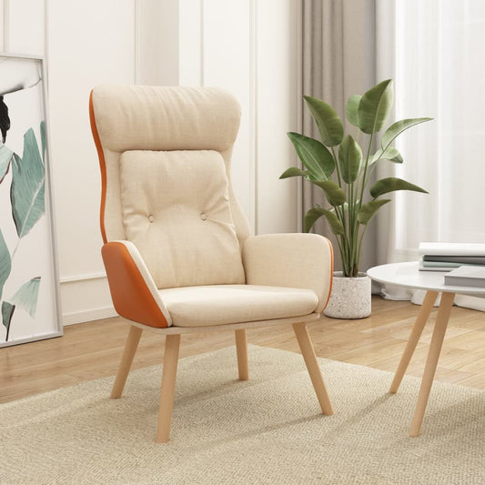 Relaxační Křeslo Krémové Textil A Pvc