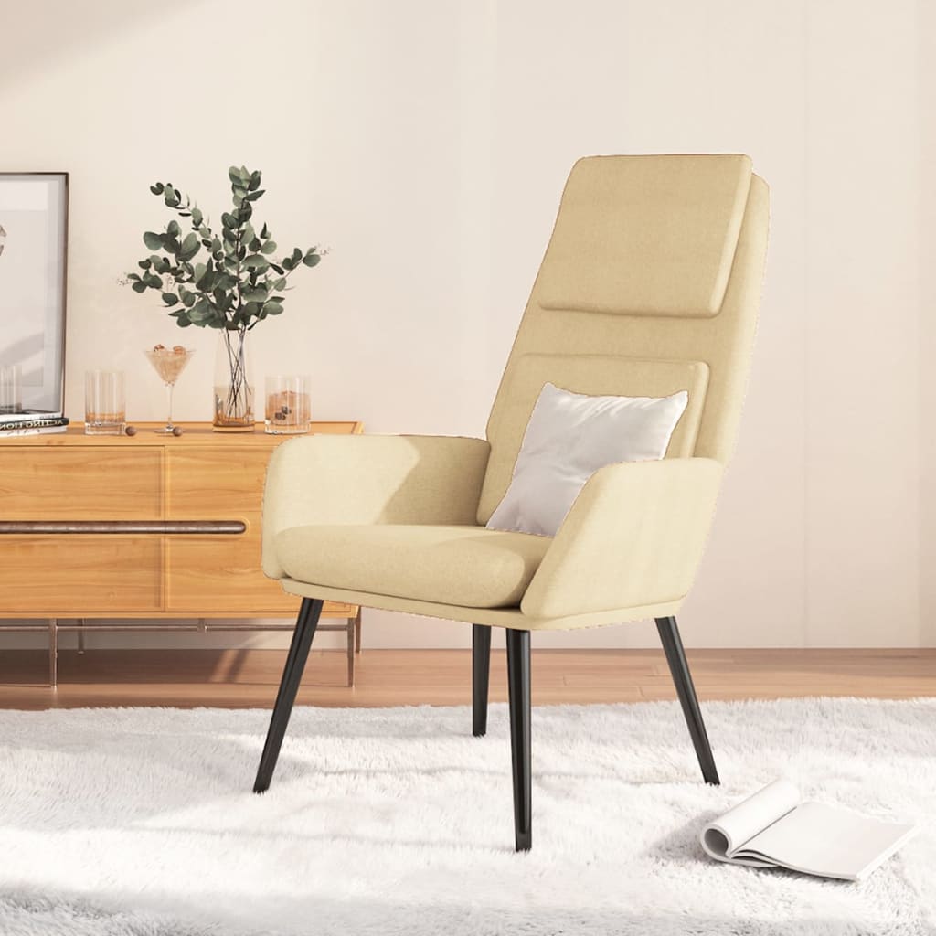 Relaxační Židle Krémová Textil
