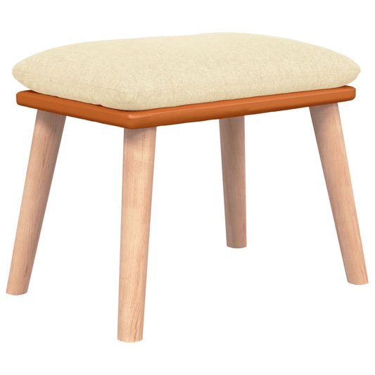 Podnožka Krémová 45X29,5X35 Cm Textil A Umělá Kůže