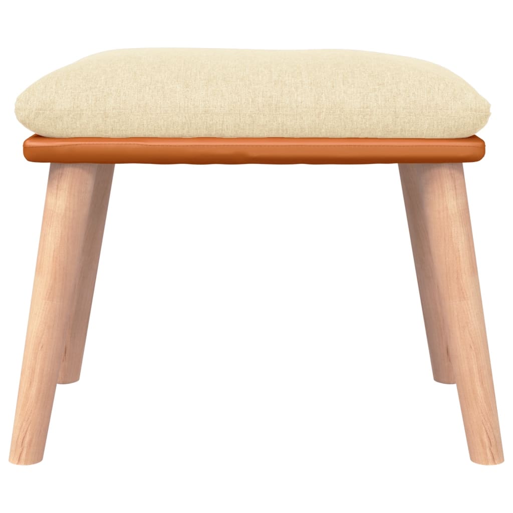 Podnožka Krémová 45X29,5X35 Cm Textil A Umělá Kůže