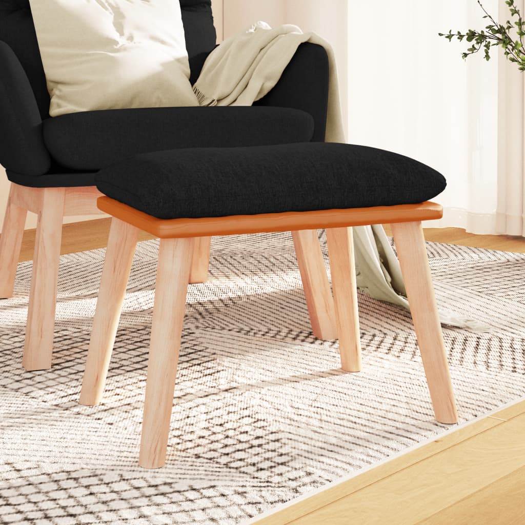 Podnožka Černá 45X29,5X35 Cm Textil A Umělá Kůže