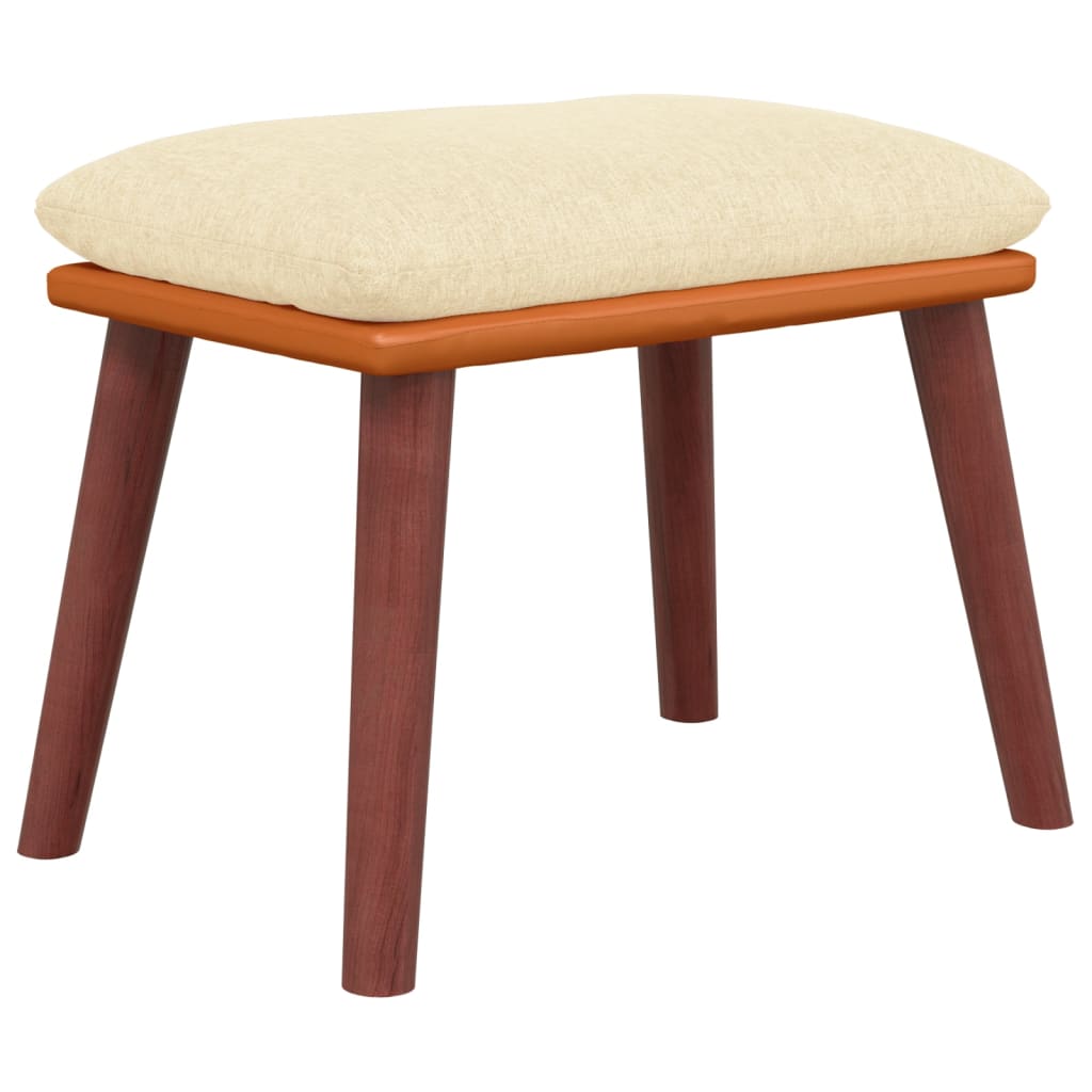 Podnožka Krémová 45X29,5X35 Cm Textil A Umělá Kůže