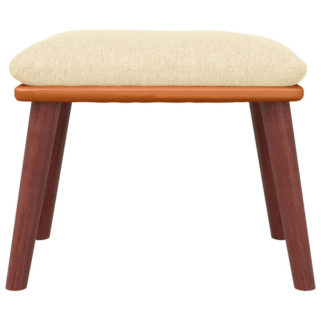 Podnožka Krémová 45X29,5X35 Cm Textil A Umělá Kůže