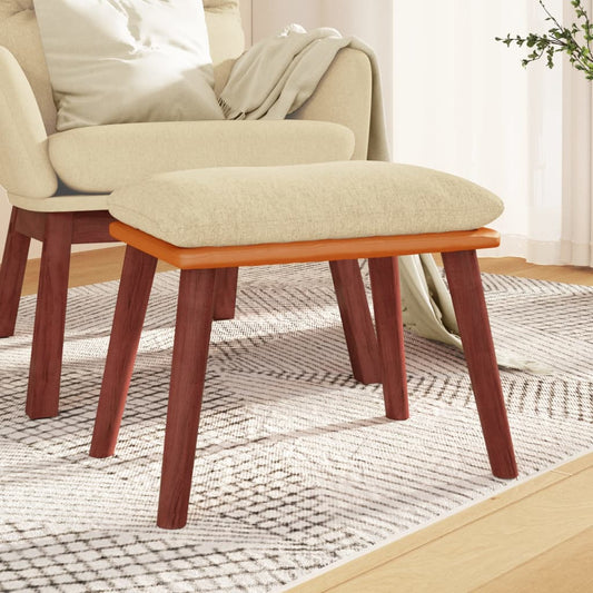 Podnožka Krémová 45X29,5X35 Cm Textil A Umělá Kůže