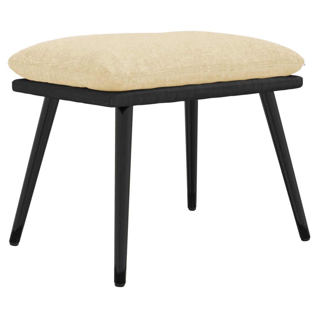 Podnožka Krémová 45X29,5X35 Cm Textil A Umělá Kůže