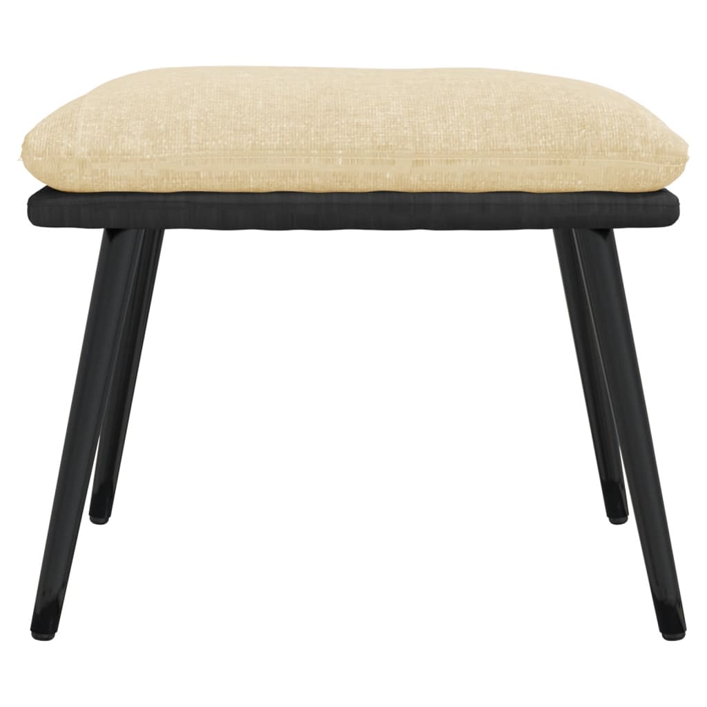Podnožka Krémová 45X29,5X35 Cm Textil A Umělá Kůže