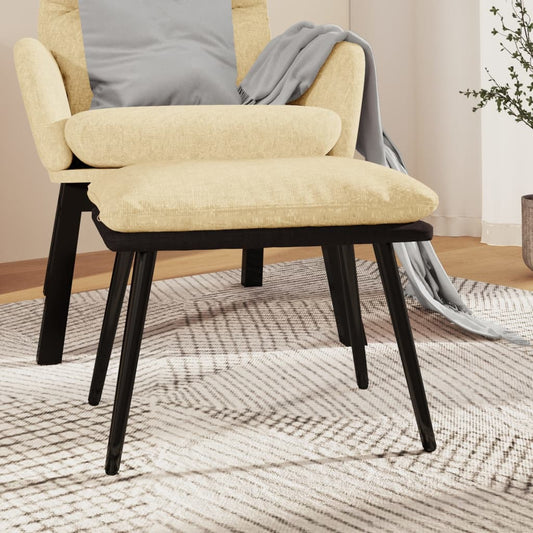 Podnožka Krémová 45X29,5X35 Cm Textil A Umělá Kůže