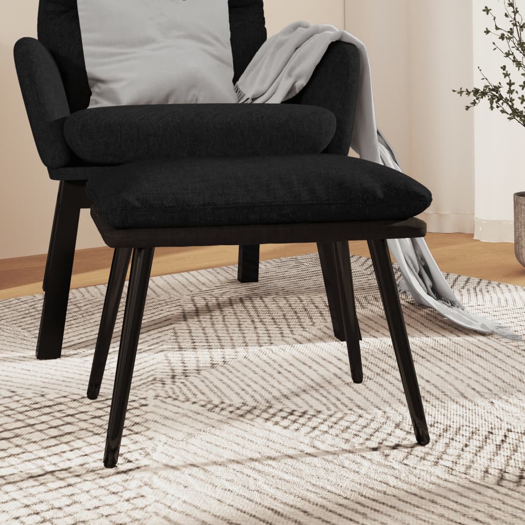 Podnožka Černá 45X29,5X35 Cm Textil A Umělá Kůže