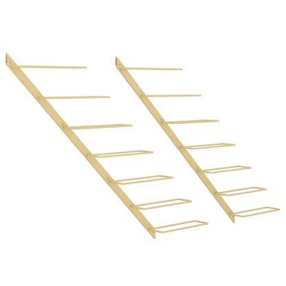 Nástěnné Stojany Na Víno Na 7 Lahví 2 Ks Zlaté Kov