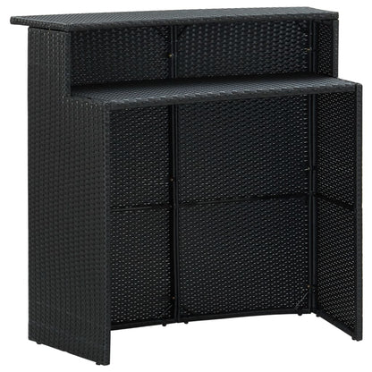 3Dílný Zahradní Barový Set S Poduškami Polyratan Černý