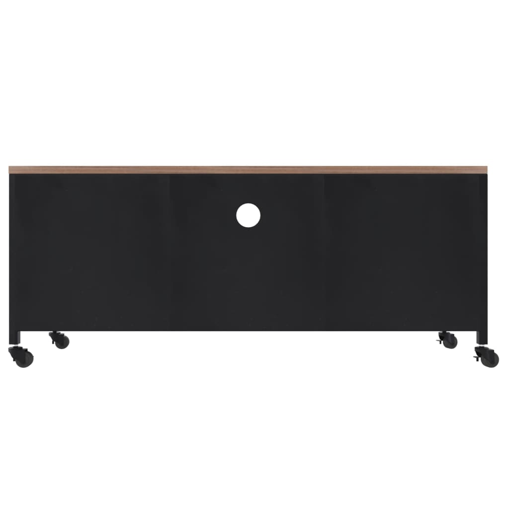 Tv Skříňka Černá 110X30X43 Cm Železo A Masivní Jedlové Dřevo