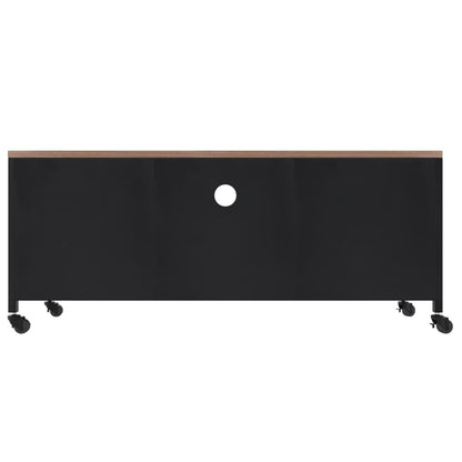 Tv Skříňka Černá 110X30X43 Cm Železo A Masivní Jedlové Dřevo