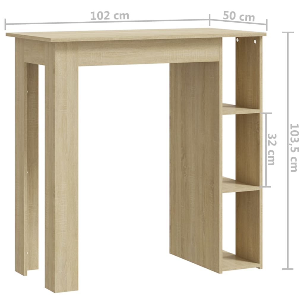 Barový Stůl S Regálem 102 X 50 X 103,5 Cm Kompozit