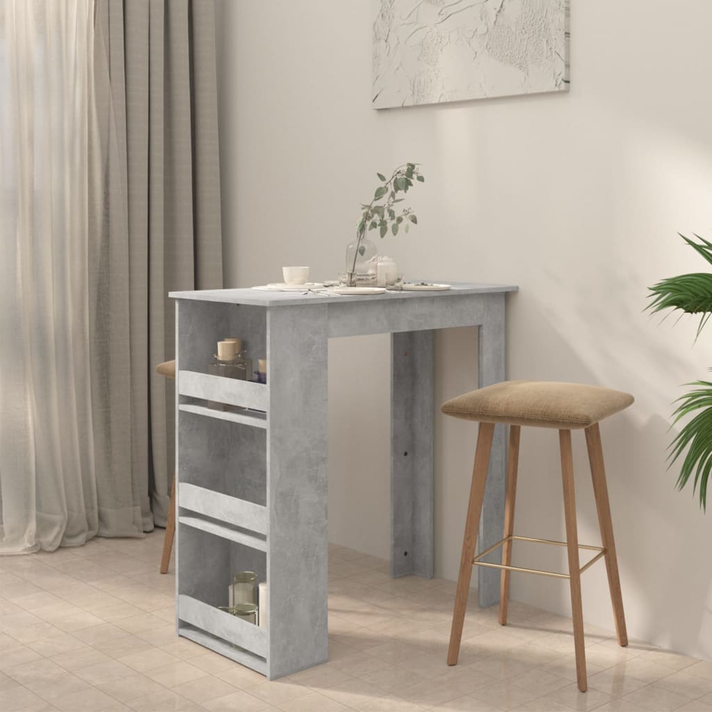 Barový Stůl S Úložným Regálem Betonově Šedý 102 X 50 X 103,5 Cm