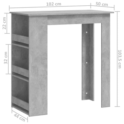 Barový Stůl S Úložným Regálem Betonově Šedý 102 X 50 X 103,5 Cm