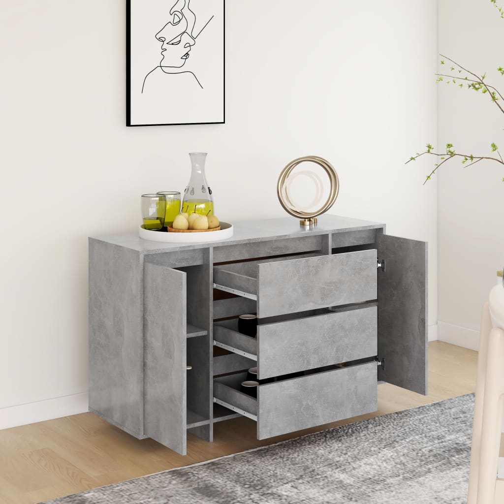 Příborník Se 3 Zásuvkami Betonově Šedý 120X41X75 Cm Kompozit