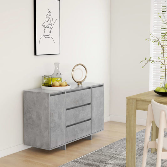 Příborník Se 3 Zásuvkami Betonově Šedý 120X41X75 Cm Kompozit