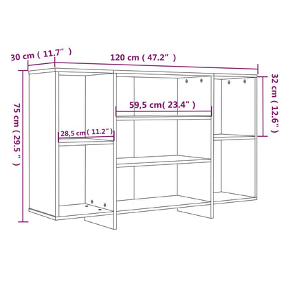 Příborník Bílý 120 X 30 X 75 Cm Kompozitní Dřevo