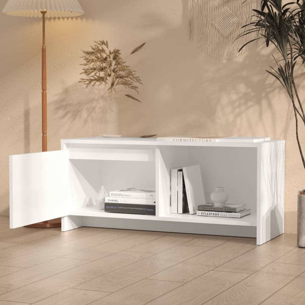 Tv Skříňka Bílá 90 X 35 X 40 Cm Dřevotříska