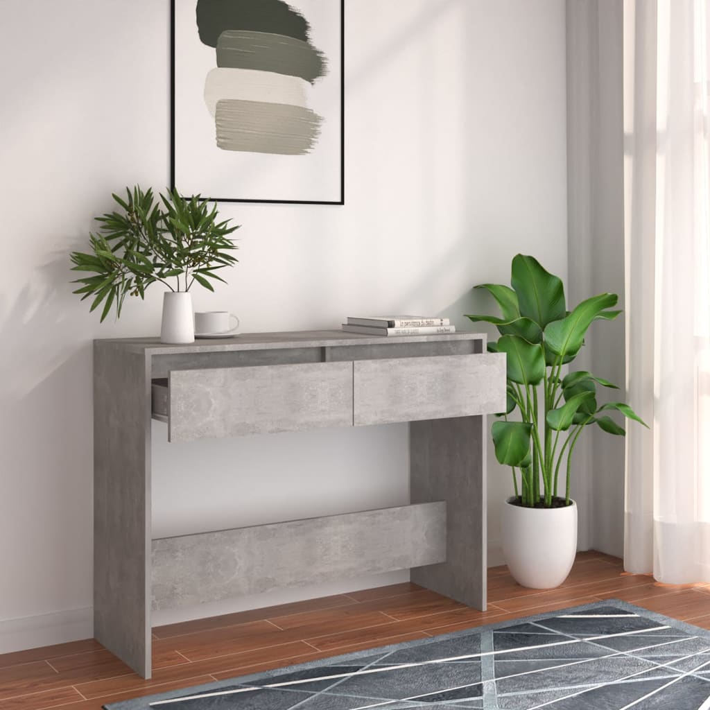 Konzolový Stolek Betonově Šedý 100X35X76,5 Cm Kompozitní Dřevo