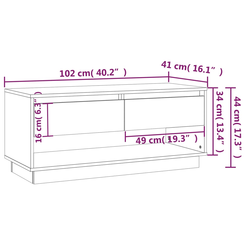 Tv Skříňka 102 X 41 X 44 Cm Kompozitní Dřevo