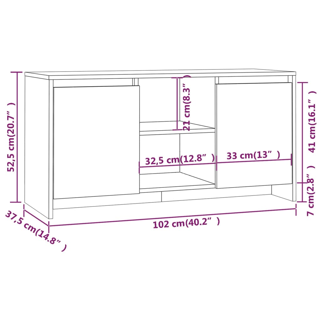 Tv Skříňka 102 X 37,5 X 52,5 Cm Kompozitní Dřevo