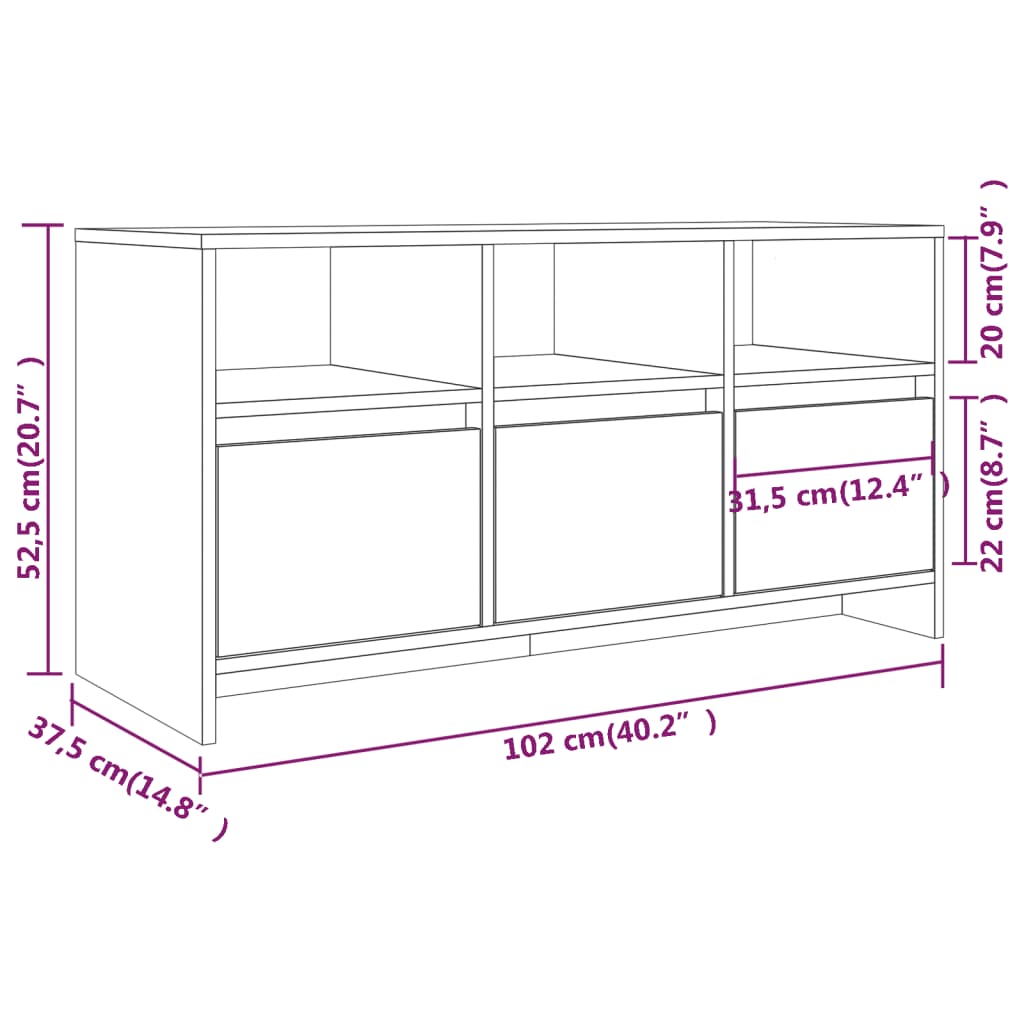 Tv Skříňka 102 X 37,5 X 52,5 Cm Kompozitní Dřevo