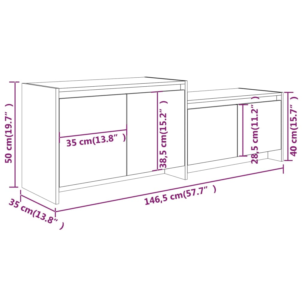 Tv Skříňka 146,5 X 35 X 50 Cm Kompozitní Dřevo