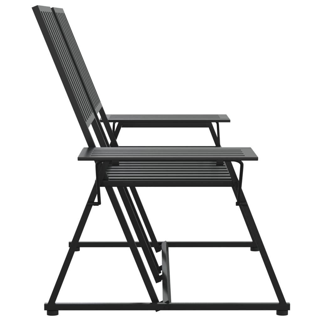 2Místná Zahradní Lavice 165 Cm Černá Ocel