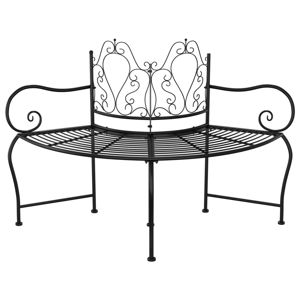 Lavice Kolem Stromu 150 Cm Černá Ocel