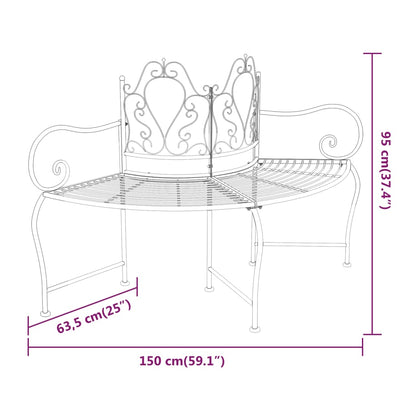 Lavice Kolem Stromu 150 Cm Černá Ocel