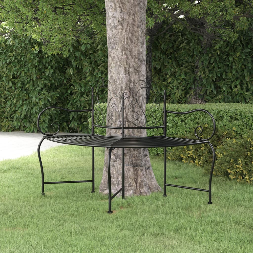 Lavice Kolem Stromu 150 Cm Černá Ocel