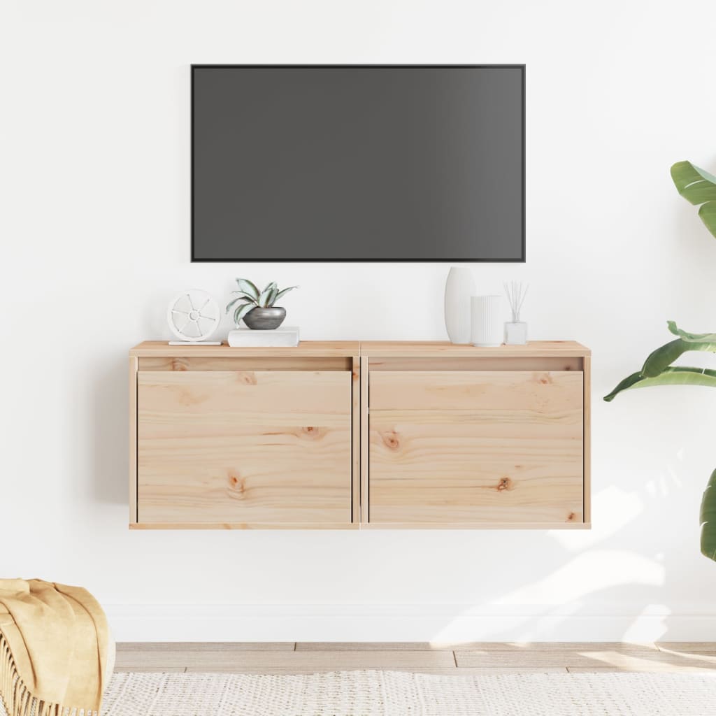 Nástěnné Skříňky 2 Ks 45 X 30 X 35 Cm Masivní Borové Dřevo