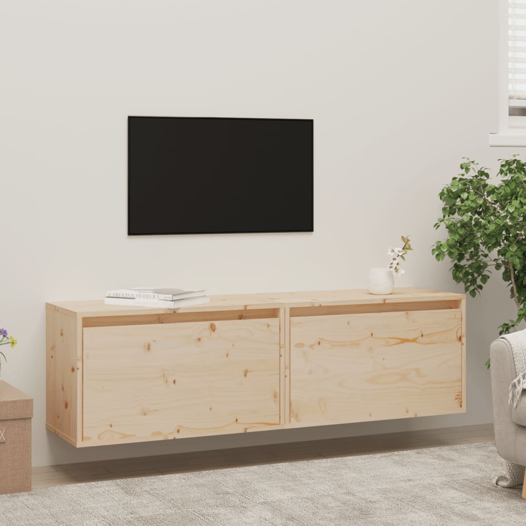 Nástěnné Skříňky 2 Ks 60 X 30 X 35 Cm Masivní Borové Dřevo