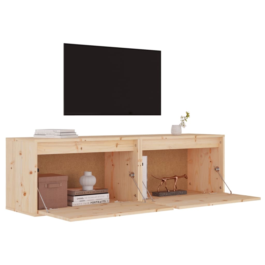 Nástěnné Skříňky 2 Ks 60 X 30 X 35 Cm Masivní Borové Dřevo