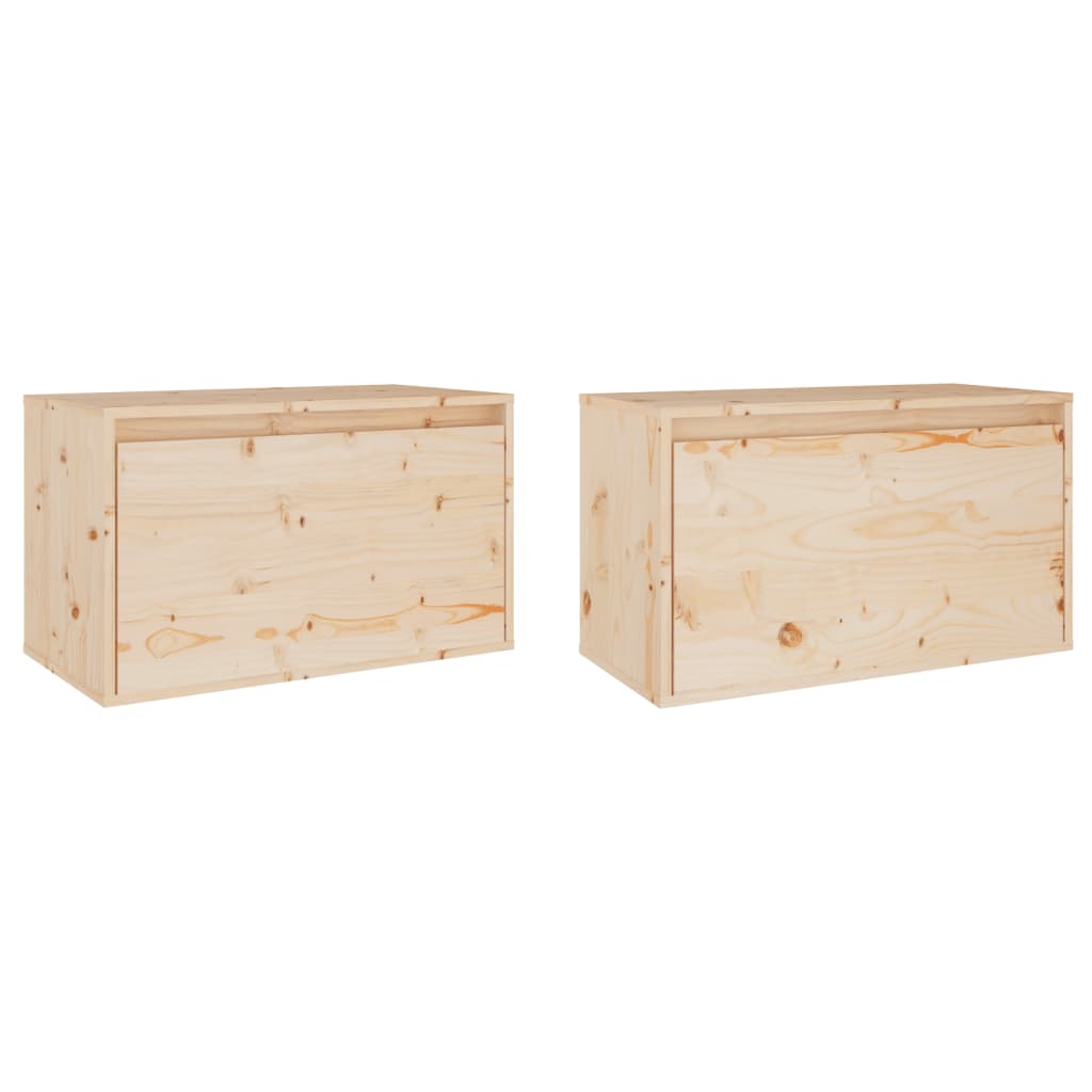 Nástěnné Skříňky 2 Ks 60 X 30 X 35 Cm Masivní Borové Dřevo