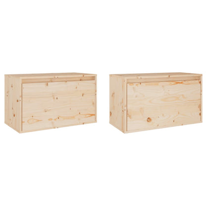 Nástěnné Skříňky 2 Ks 60 X 30 X 35 Cm Masivní Borové Dřevo