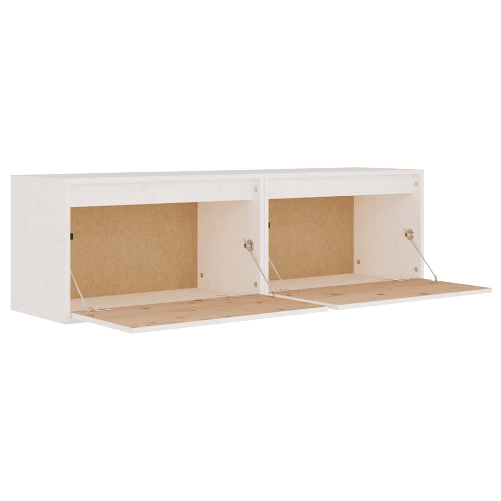 Nástěnné Skříňky 2 Ks Bílé 60 X 30 X 35 Cm Masivní Borové Dřevo