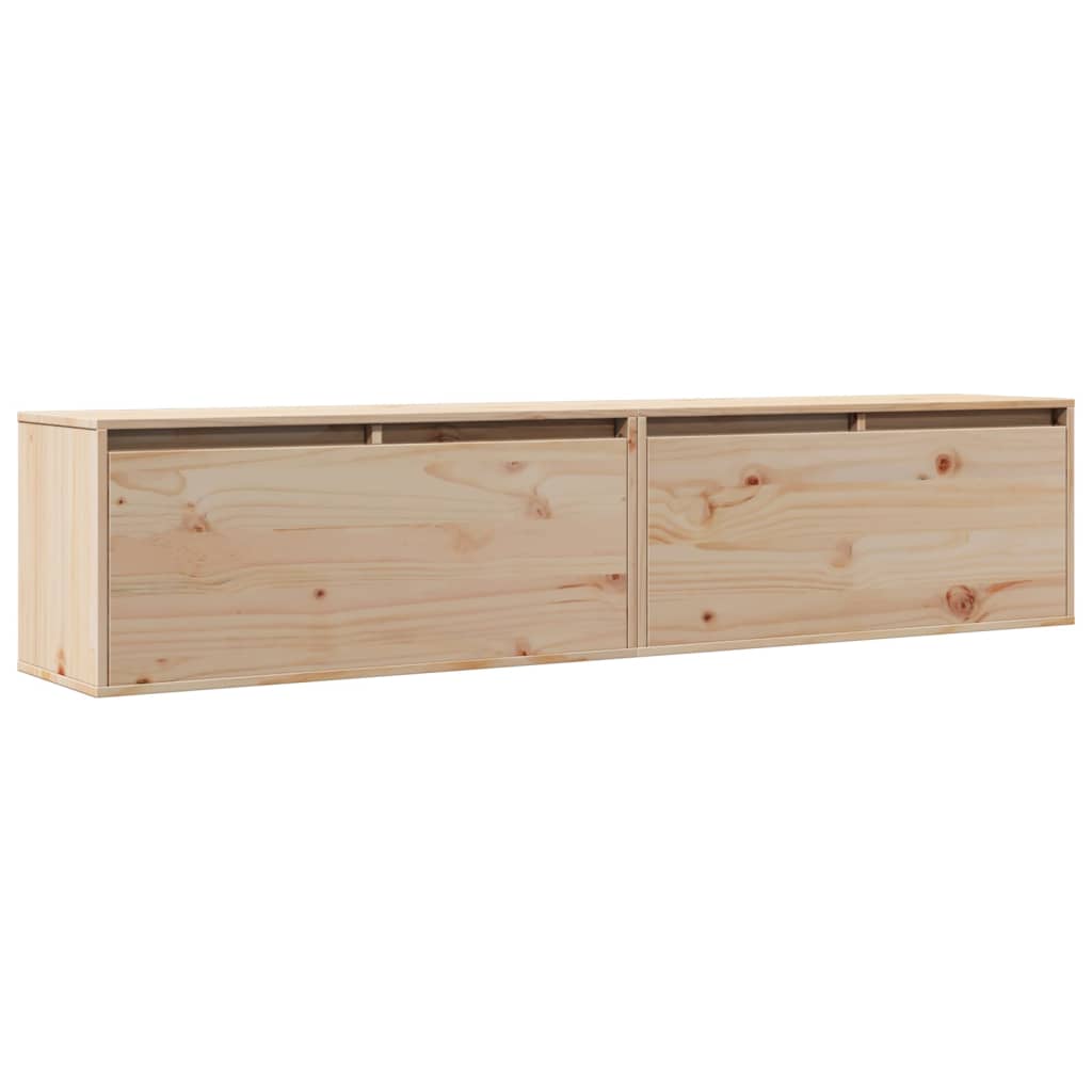 Nástěnné Skříňky 2 Ks 80 X 30 X 35 Cm Masivní Borové Dřevo
