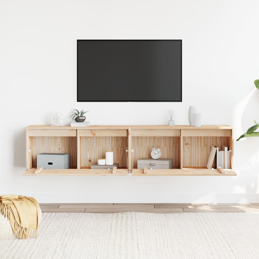Nástěnné Skříňky 2 Ks 80 X 30 X 35 Cm Masivní Borové Dřevo
