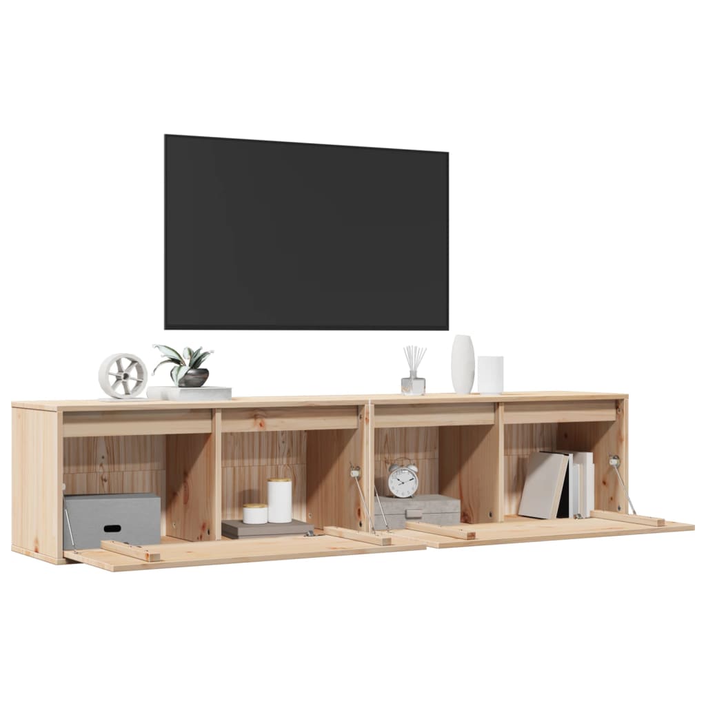 Nástěnné Skříňky 2 Ks 80 X 30 X 35 Cm Masivní Borové Dřevo