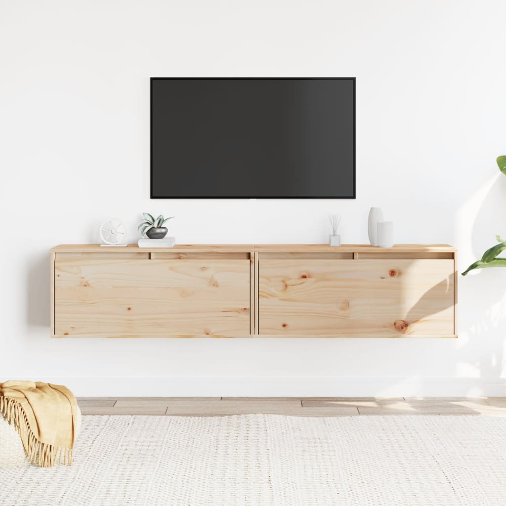 Nástěnné Skříňky 2 Ks 80 X 30 X 35 Cm Masivní Borové Dřevo
