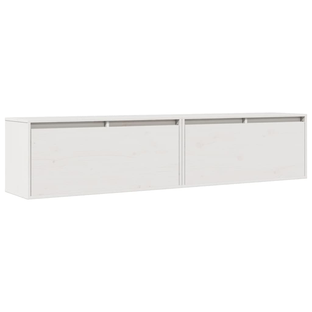 Nástěnné Skříňky 2 Ks Bílé 80 X 30 X 35 Cm Masivní Borové Dřevo