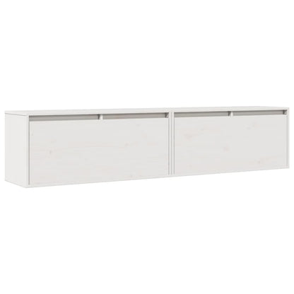 Nástěnné Skříňky 2 Ks Bílé 80 X 30 X 35 Cm Masivní Borové Dřevo
