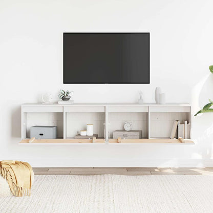 Nástěnné Skříňky 2 Ks Bílé 80 X 30 X 35 Cm Masivní Borové Dřevo