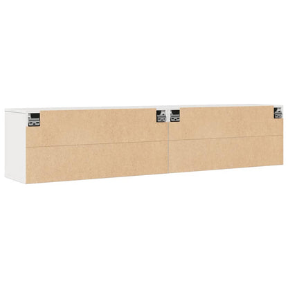Nástěnné Skříňky 2 Ks Bílé 80 X 30 X 35 Cm Masivní Borové Dřevo