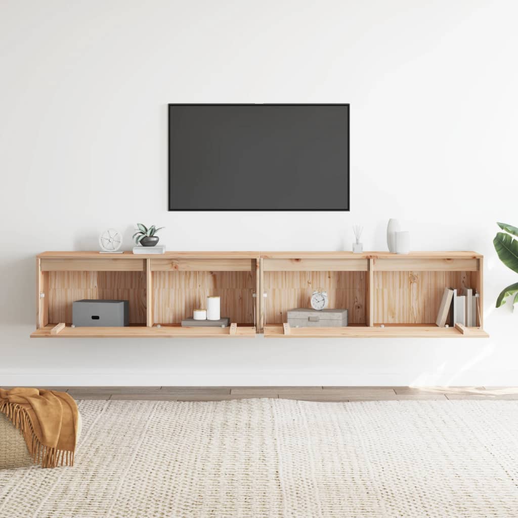 Nástěnné Skříňky 2 Ks 100 X 30 X 35 Cm Masivní Borové Dřevo