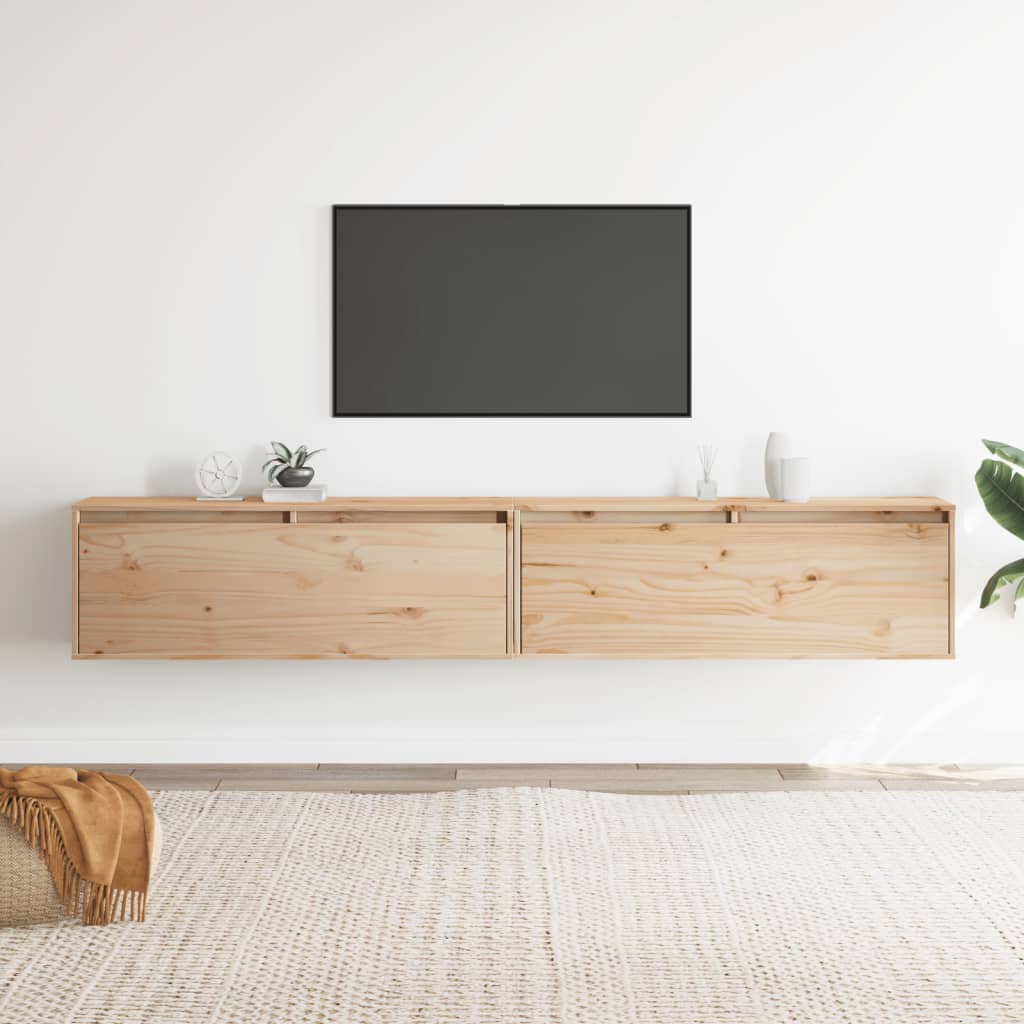 Nástěnné Skříňky 2 Ks 100 X 30 X 35 Cm Masivní Borové Dřevo