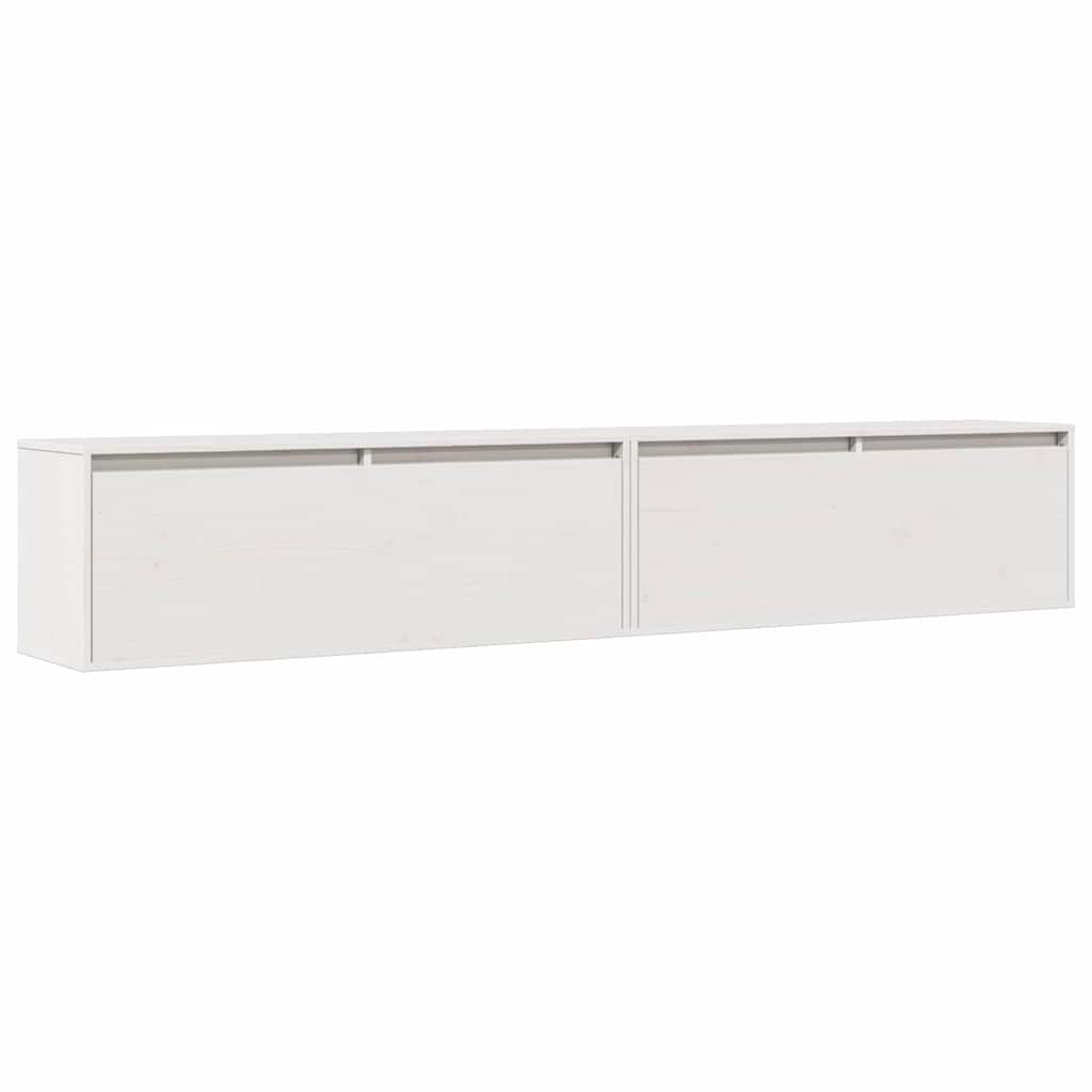 Nástěnné Skříňky 2 Ks Bílé 100X30X35 Cm Masivní Borové Dřevo